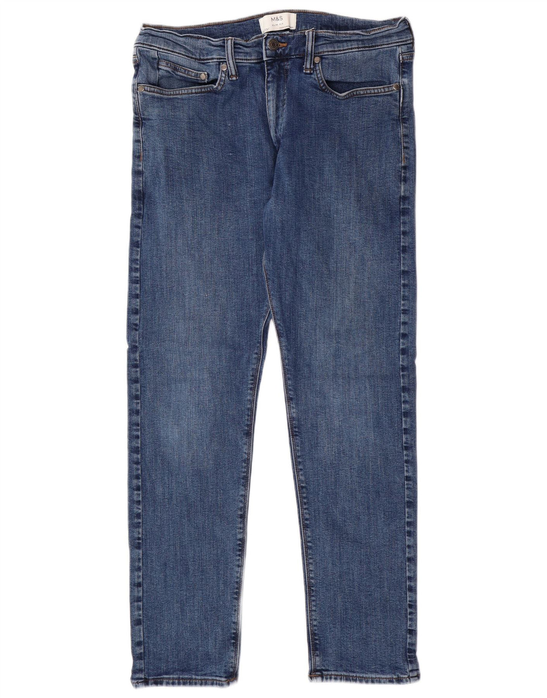 MARKS & SPENCER Jean Slim Homme W32 L29 Bleu Coton Classique
