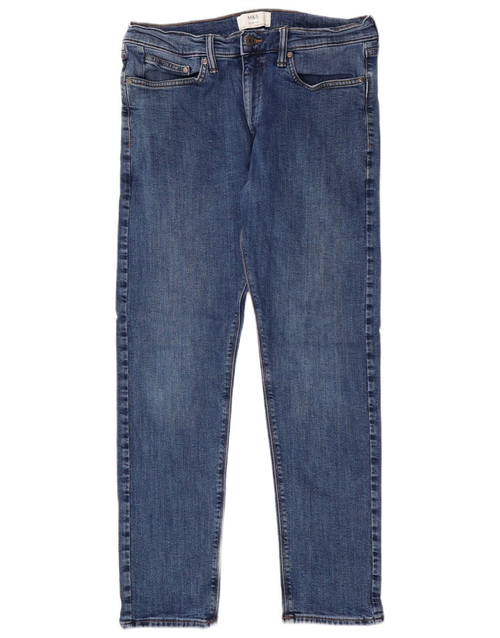 MARKS & SPENCER Jean Slim Homme W32 L29 Bleu Coton Classique