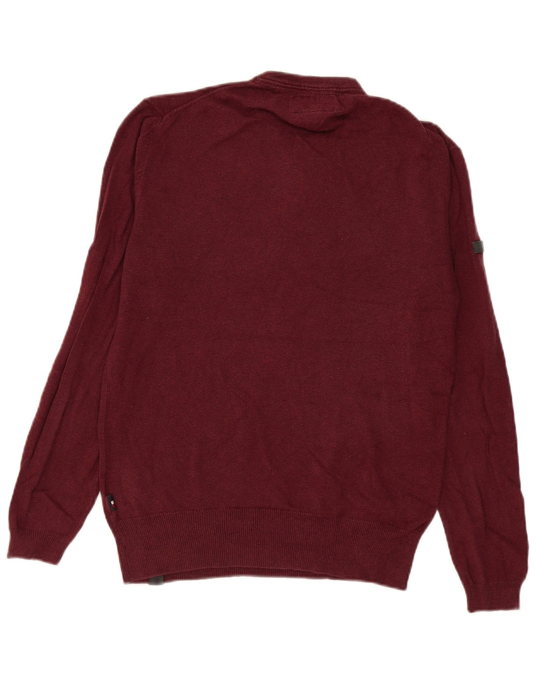 Superdry Pull à col boutonné pour homme Petit en coton bordeaux