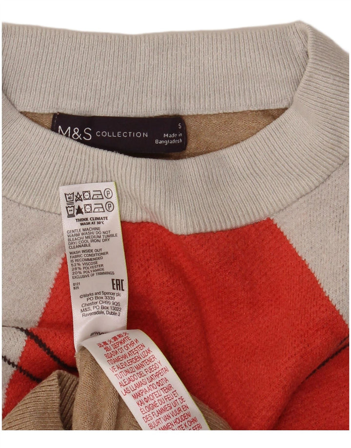 Marks & Spencer Pull court à col rond pour femme UK 10 Small Multicolou