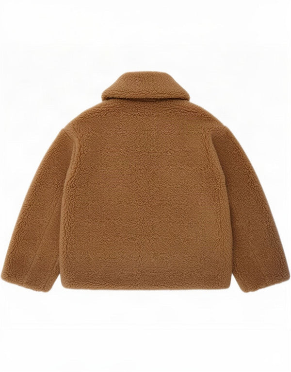 Zara Veste Sherpa surdimensionnée pour femme UK 6 XS Marron Polyester