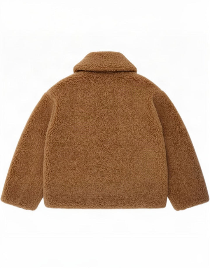 Zara Veste Sherpa surdimensionnée pour femme UK 6 XS Marron Polyester