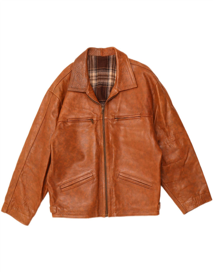 Veste en cuir femme vintage UK 18 XL Cuir moucheté marron