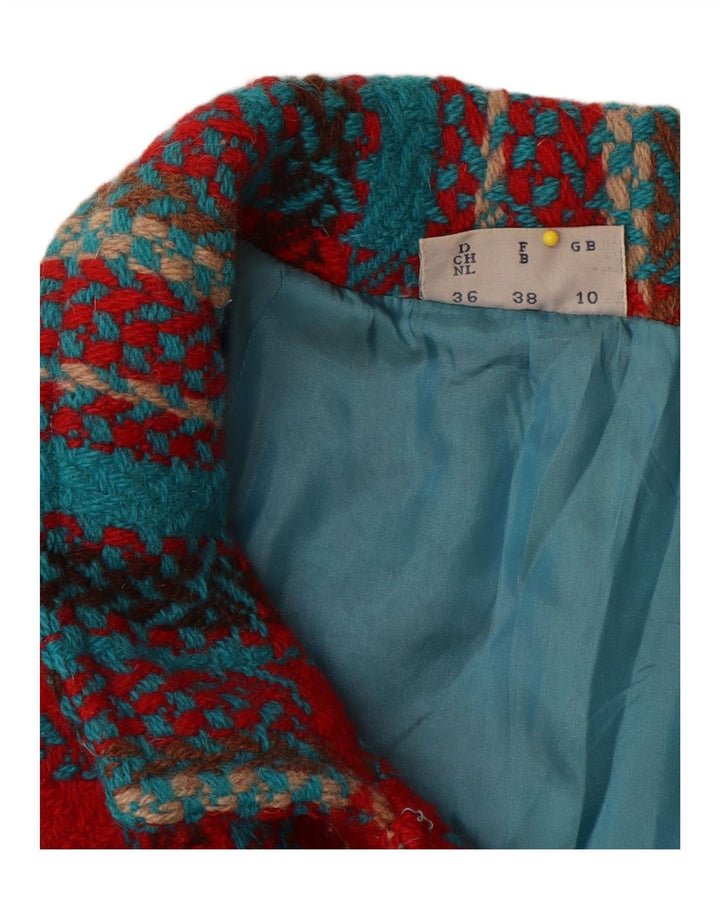 i Blues Manteau surdimensionné à double boutonnage pour femme UK 10 Petite laine à carreaux rouge
