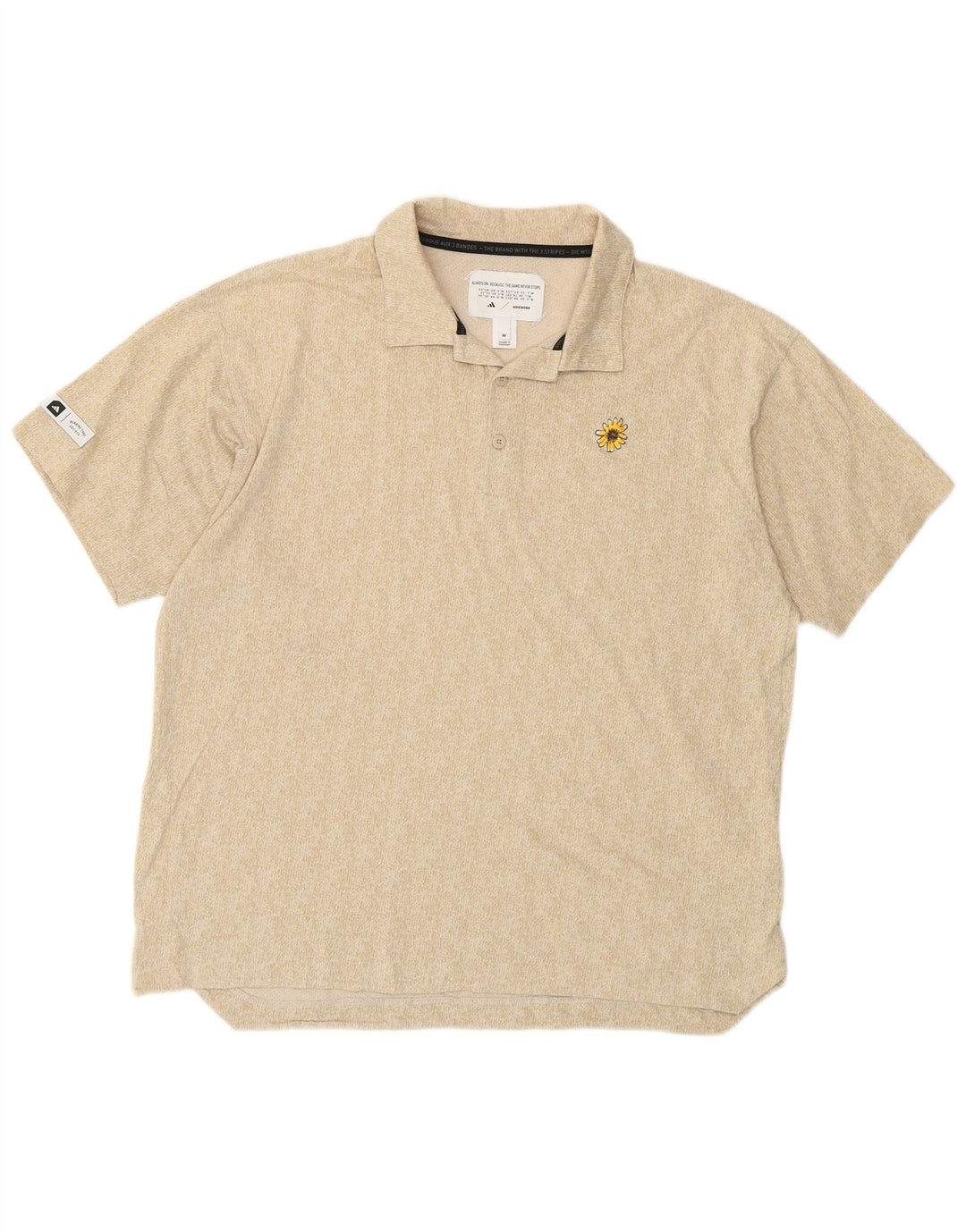Adidas Polo à trois bandes en coton moucheté beige moyen
