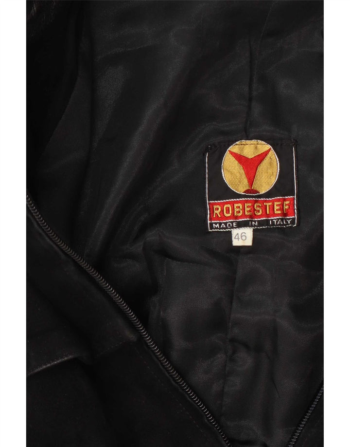 vintage Mens Military Suede Bomber Jacket IT 46 Petit Noir