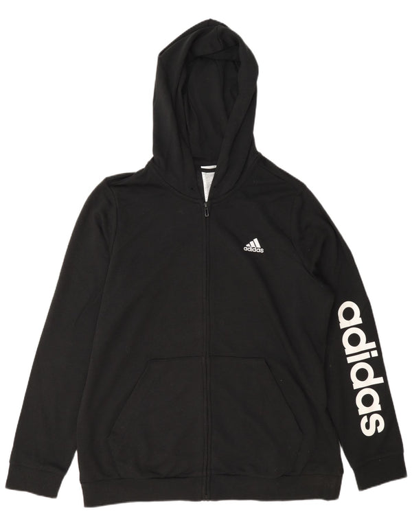 Adidas Pull à capuche zippé graphique pour homme Grand coton noir