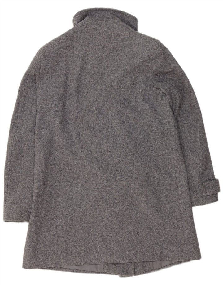 BENETTON Womens Overcoat UK 12 Medium Grey Wool