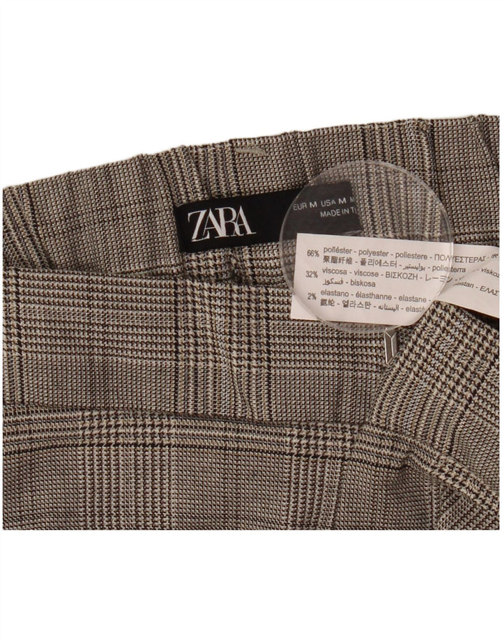 Zara Pantalon Chino Droit Femme Moyen W28 L26 Gris Pied De Poule