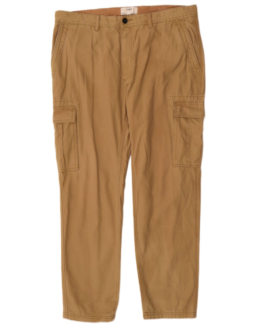 Marks & Spencer Pantalon cargo droit pour homme W38 L31 Marron Coton