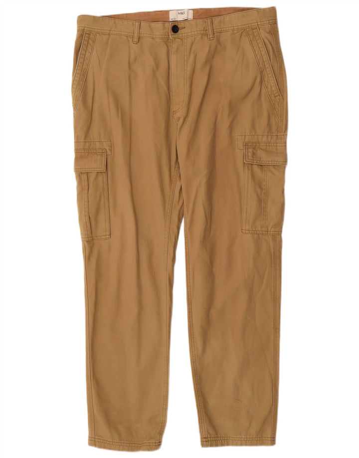 Marks & Spencer Pantalon cargo droit pour homme W38 L31 Marron Coton