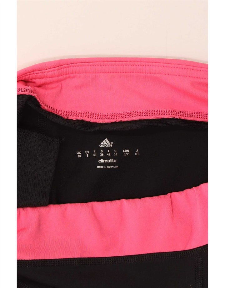 Adidas Femmes Capri Leggings UK 10 Petit Noir Colorblock Polyester