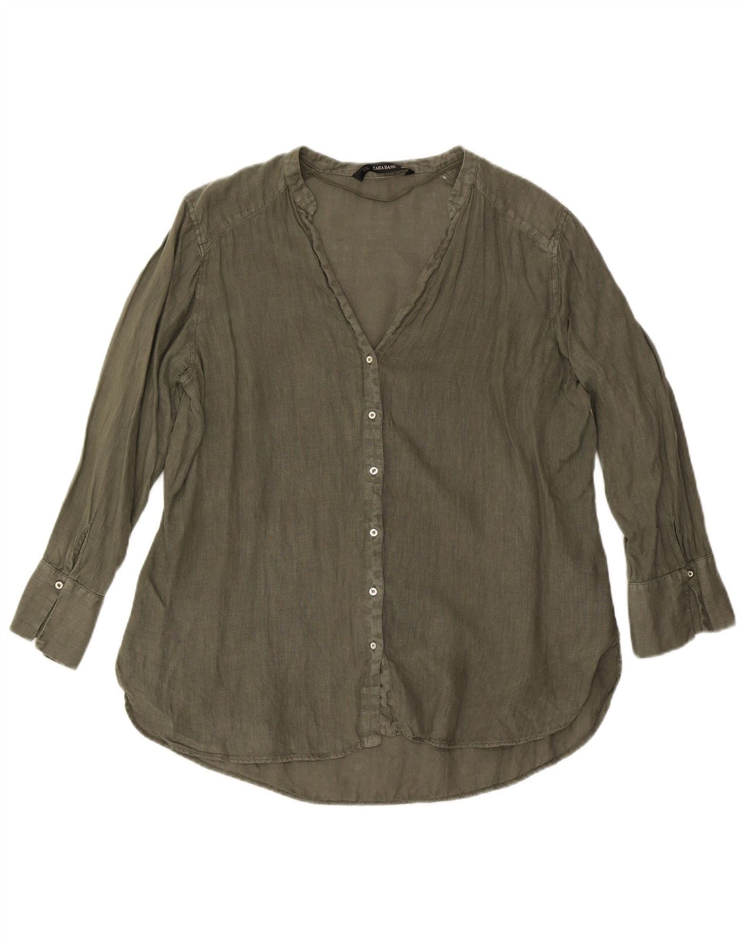 ZARA Womens Shirt Blouse UK 18 XL Khaki