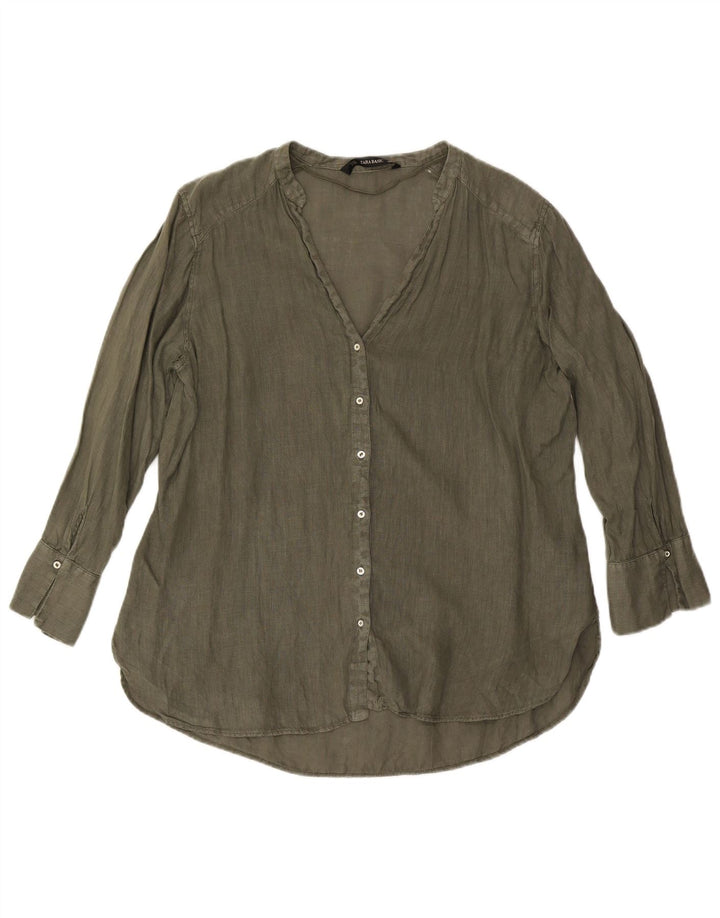 ZARA Womens Shirt Blouse UK 18 XL Khaki