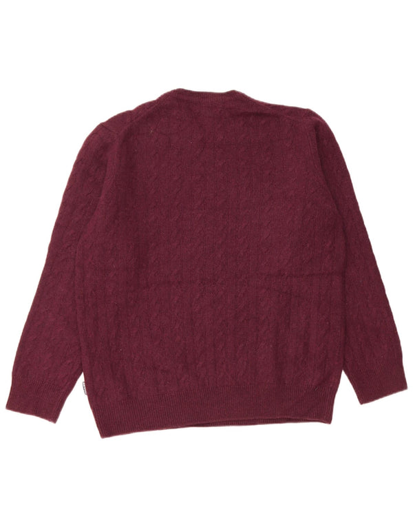 Barbour Pull à col rond pour femme UK 14 Grande laine bordeaux