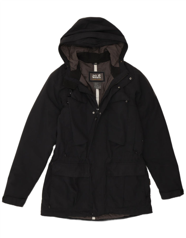 Jack Wolfskin Manteau coupe-vent à capuche pour homme UK 36/38 Medium Noir Polyamide