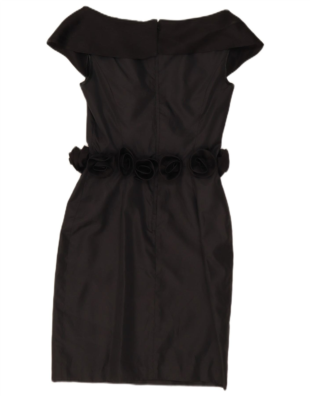 vintage Femmes Hors Épaule Robe UK 8 Petit Noir Polyester