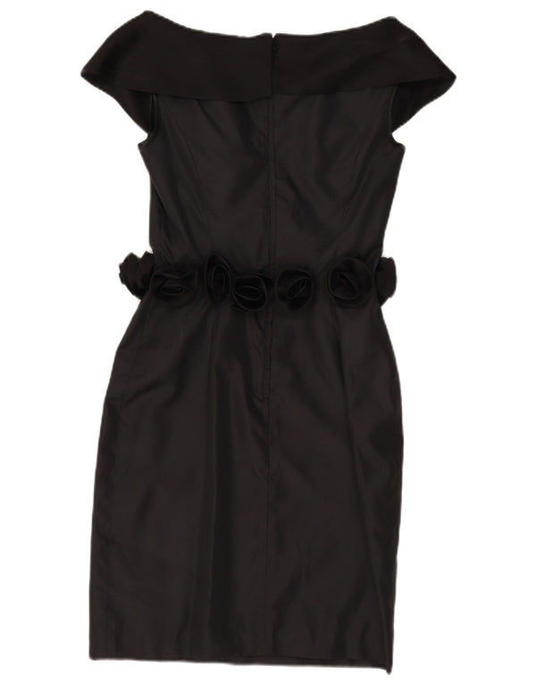 vintage Femmes Hors Épaule Robe UK 8 Petit Noir Polyester