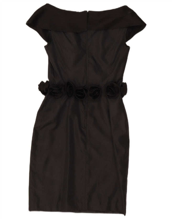 vintage Femmes Hors Épaule Robe UK 8 Petit Noir Polyester