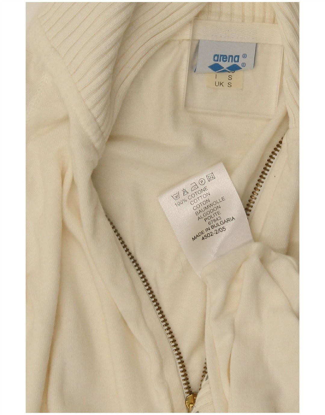 Arena Femme Graphique Surdimensionné Survêtement Top Veste Petit Blanc Cassé Coton