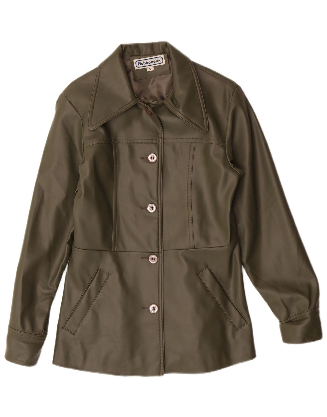 FISHBONE Veste en simili cuir pour femme UK 10 Petit Vert Polyuréthane