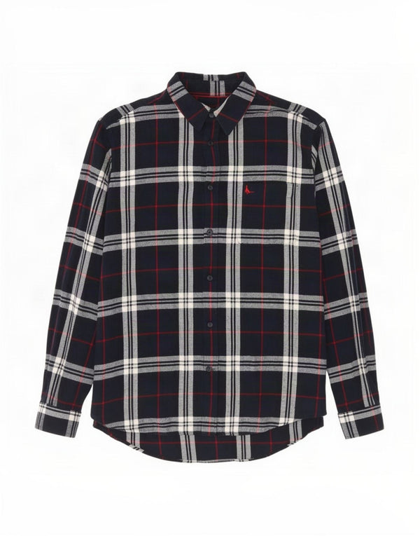 Jack Wills Chemise en flanelle pour homme en coton à carreaux bleu marine