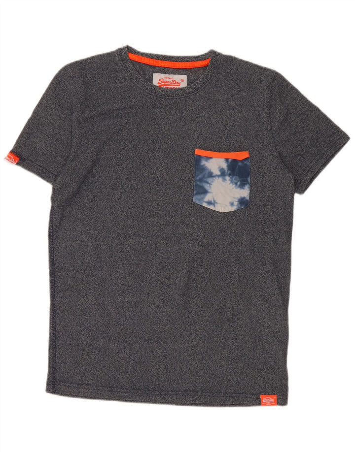 Superdry Homme T-Shirt Top Petit Gris Tie Dye Coton