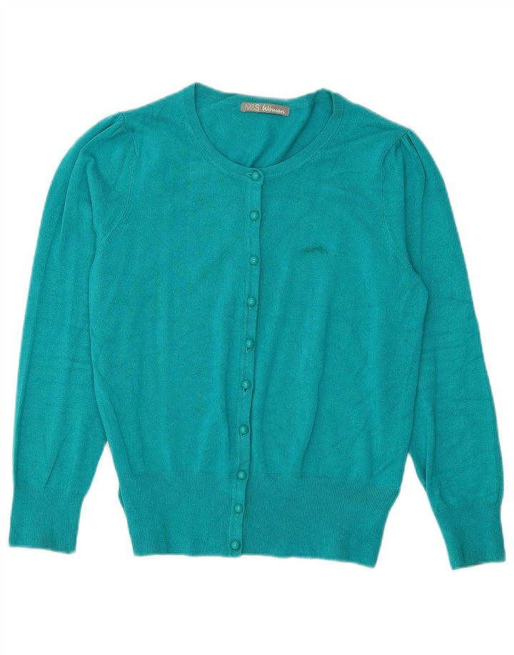 Marks & Spencer Pull Cardigan Femme UK 16 Large Bleu Viscose