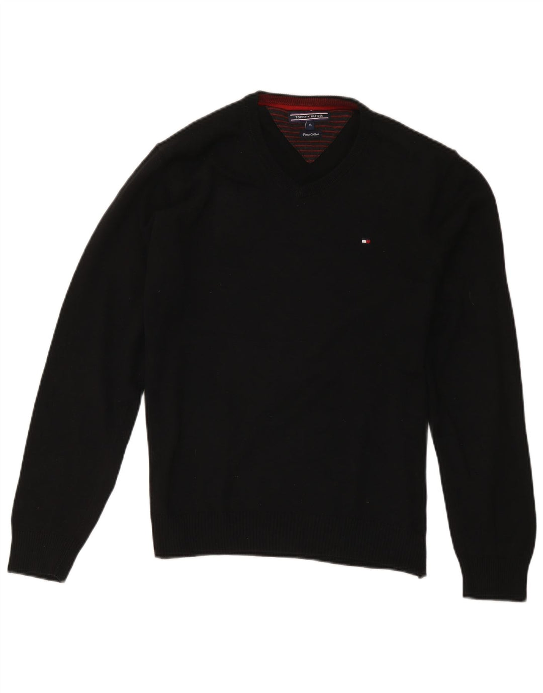 Tommy Hilfiger Pull Col V Homme Noir Moyen Coton