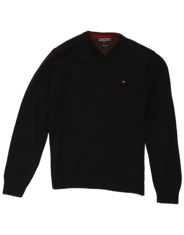 Tommy Hilfiger Pull Col V Homme Noir Moyen Coton