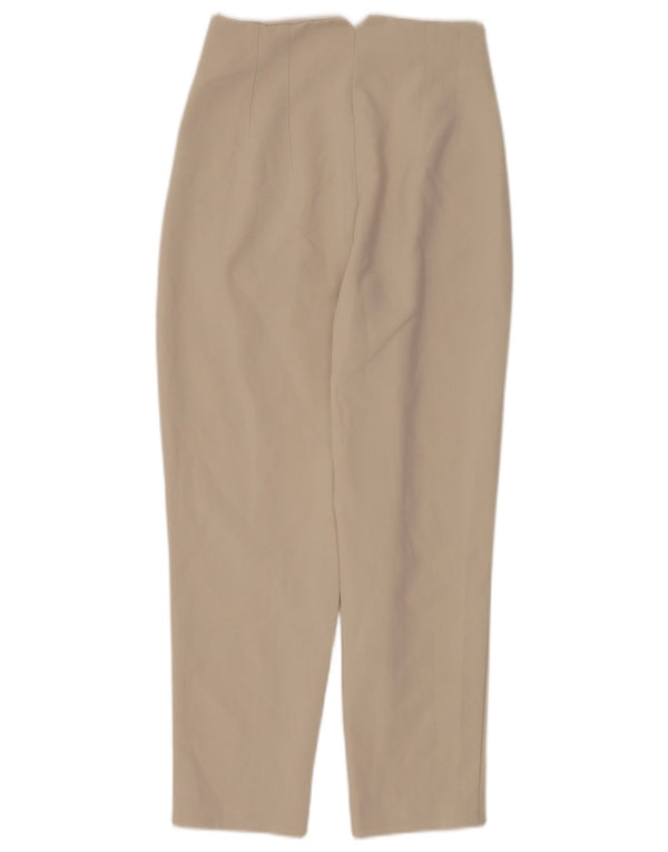 Zara Pantalon de costume fuselé taille haute pour femme Petit W26 L26 Beige Polyester