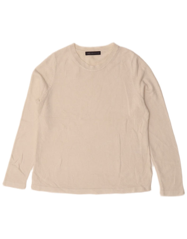 Marks & Spencer Pull à col rond pour femme UK 12 Acrylique blanc moyen