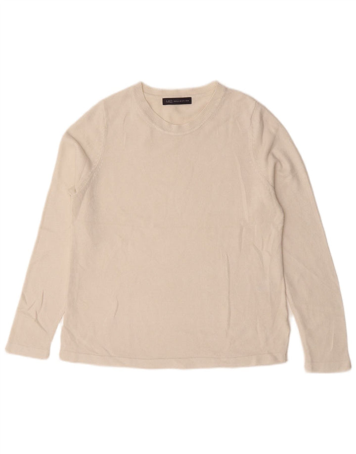 Marks & Spencer Pull à col rond pour femme UK 12 Acrylique blanc moyen