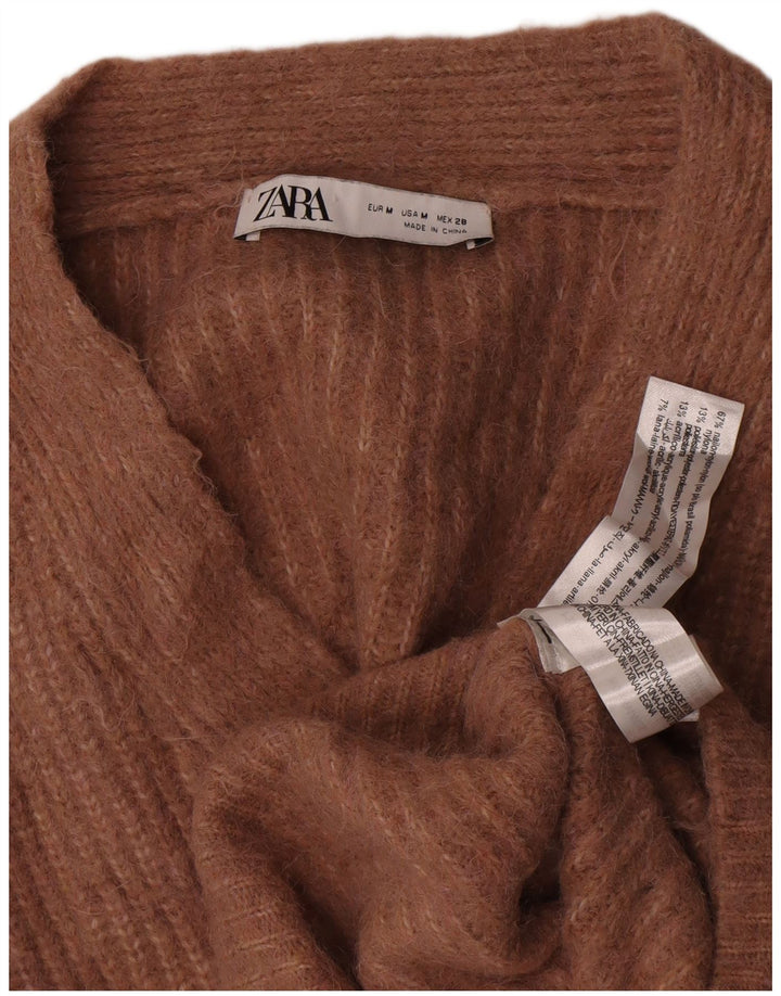 Zara Cardigan court surdimensionné pour femme UK 14 en nylon marron moyen