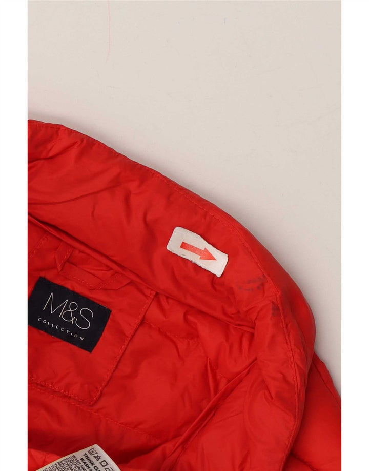 Marks & Spencer Gilet rembourré à capuche pour femme UK 12 Rouge moyen Polyamide