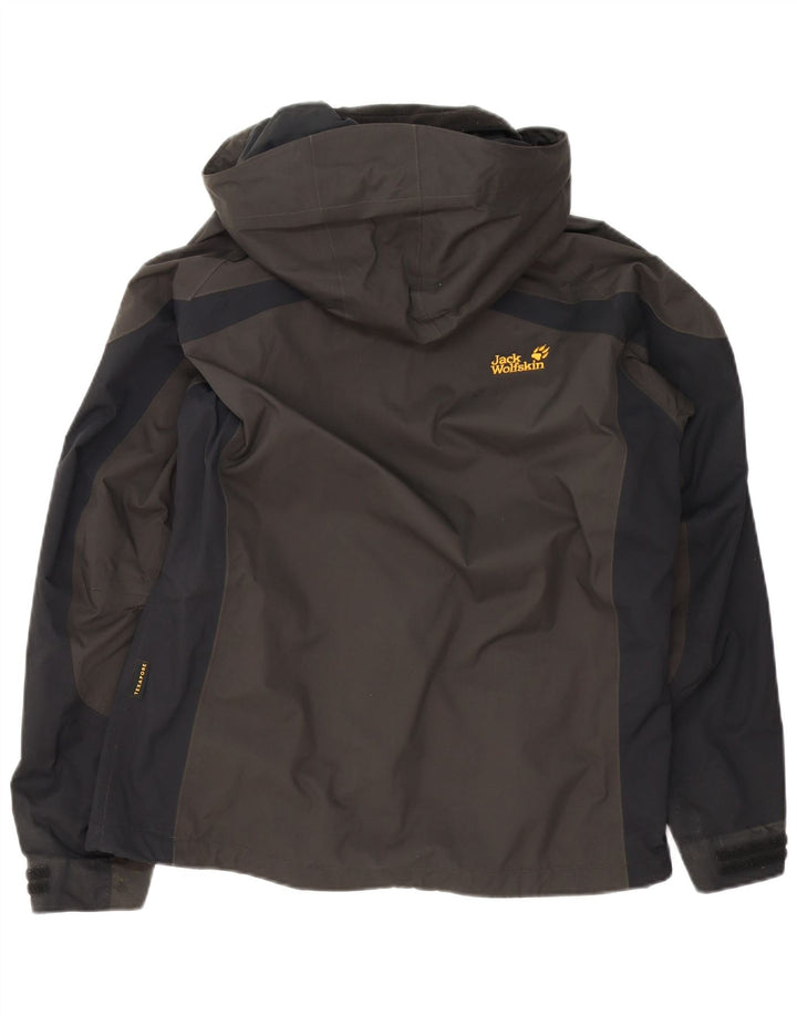 Jack Wolfskin Veste de pluie à capuche pour femme UK 12/14 Marron moyen Colourblock