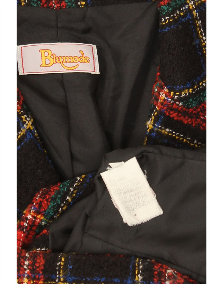 Blumode Veste Blazer 3 Boutons pour Femme UK 8 Petite Laine à Carreaux Noir