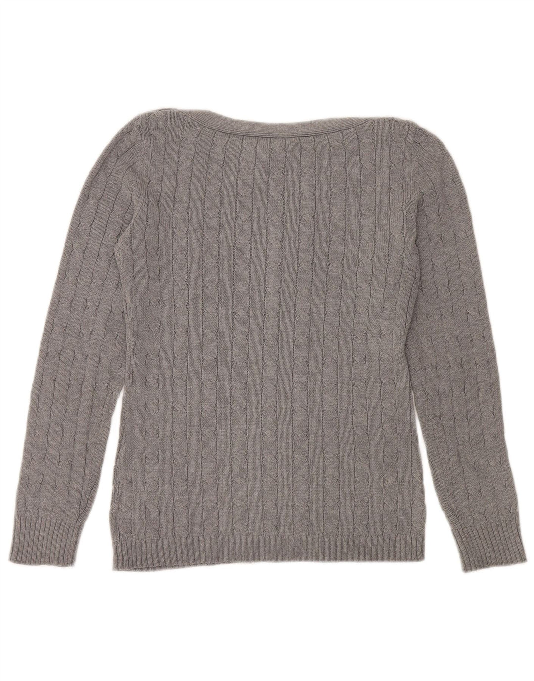 RALPH LAUREN Pull col bateau pour femme UK 14 Gris moyen Coton