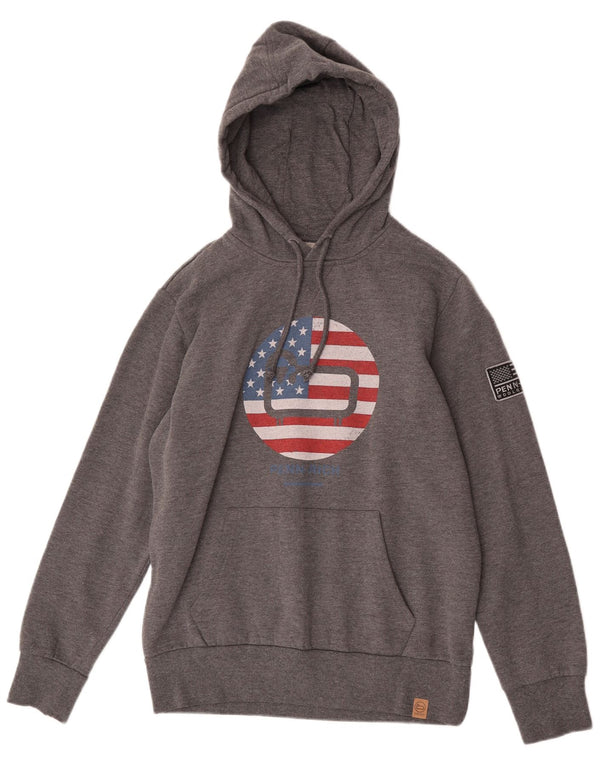 Woolrich Womens Penn-Rich Graphic Hoodie Jumper Large Grey Cotton