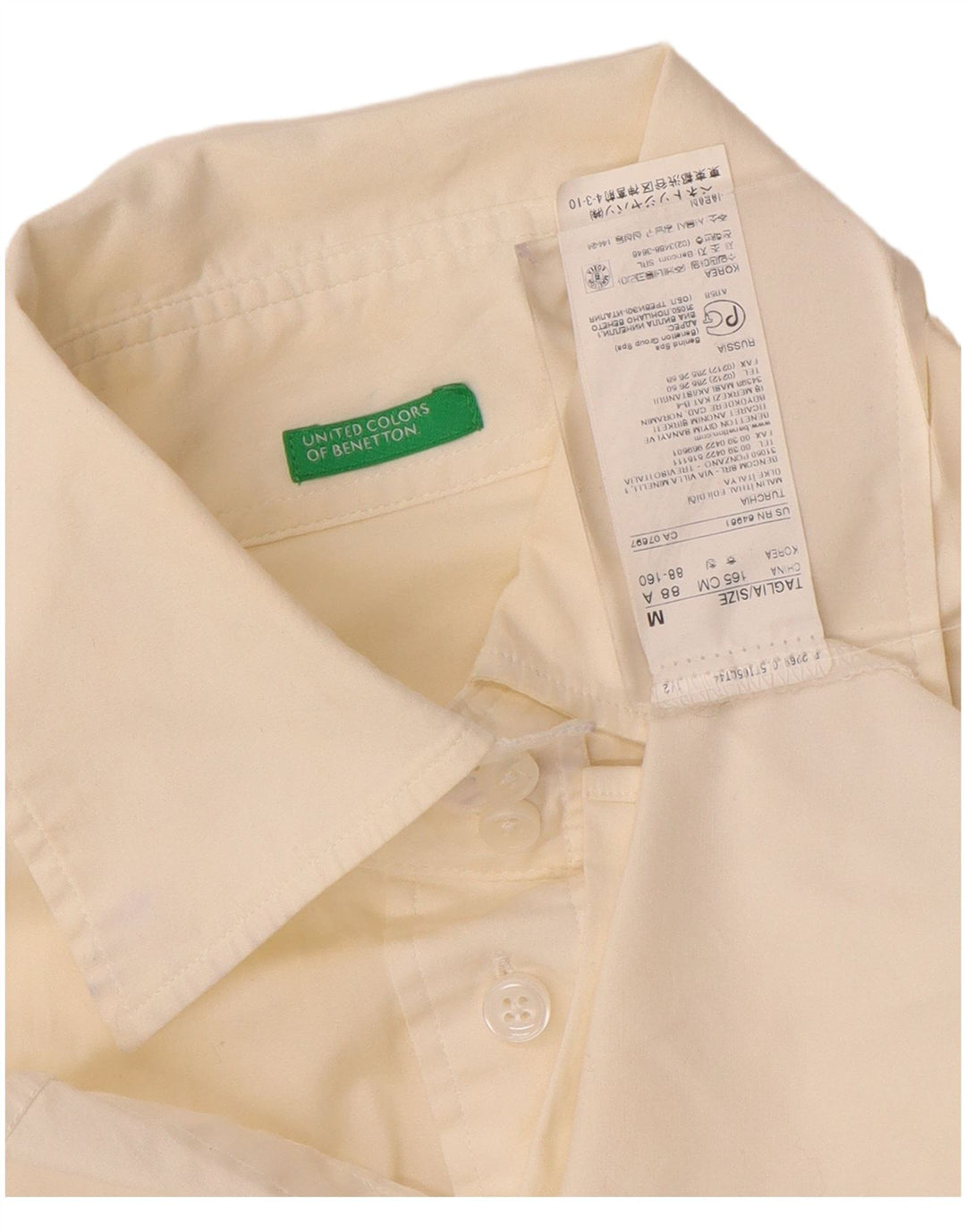 Benetton Chemise formelle pour femme UK 12 Coton blanc moyen