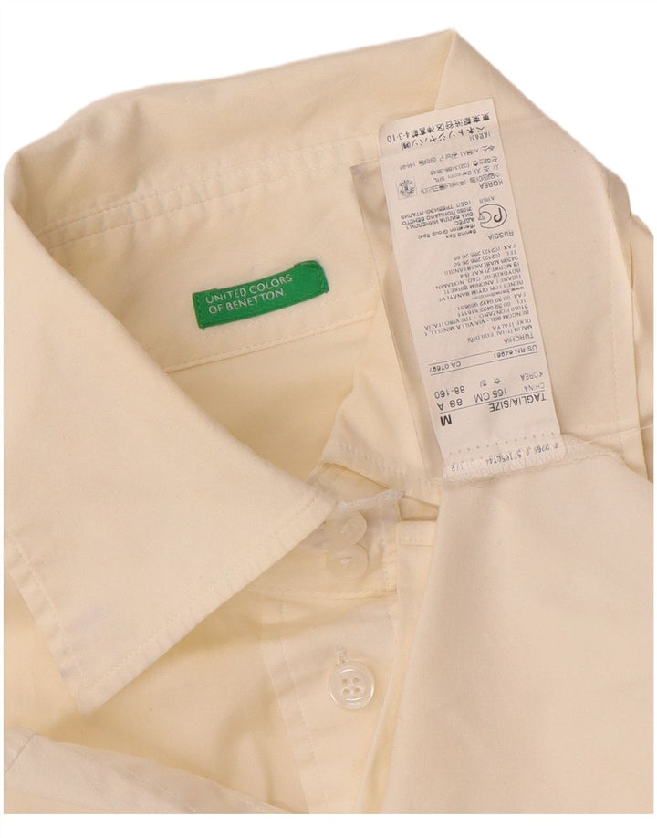 Benetton Chemise formelle pour femme UK 12 Coton blanc moyen