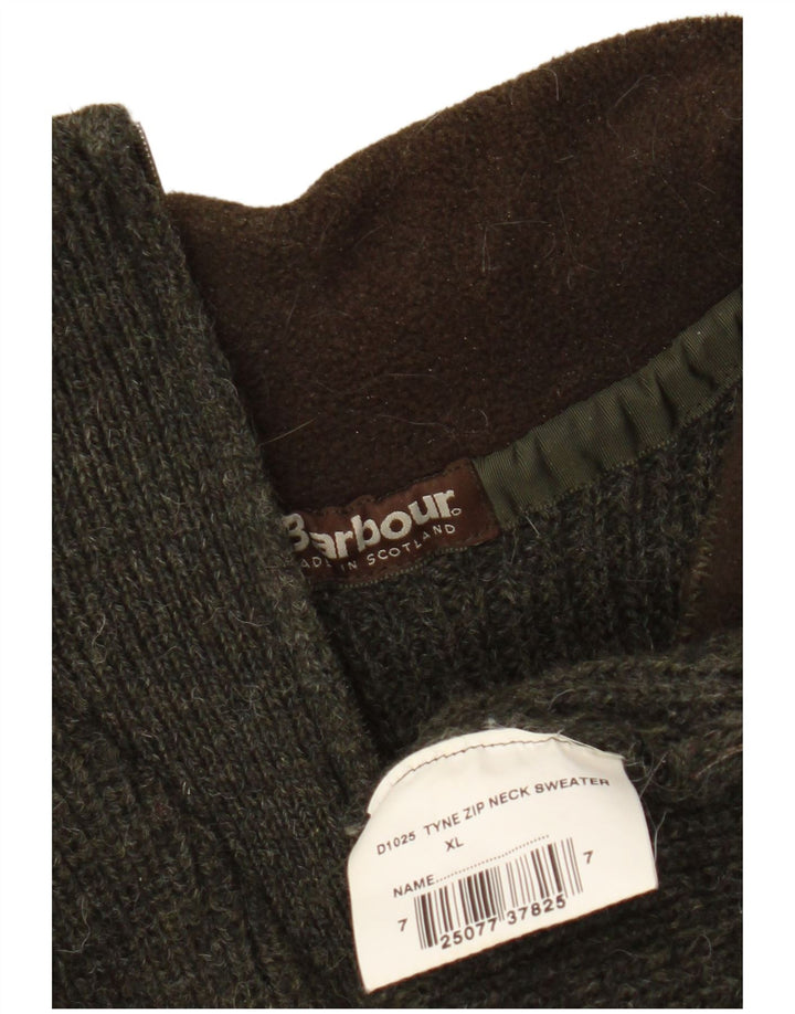 Barbour Pull col zippé pour homme XL Kaki Laine vierge