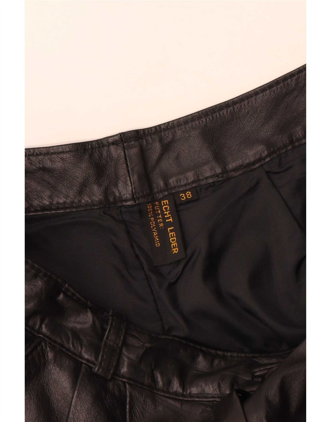 Pantalon en cuir chevillé femme vintage EU 38 Moyen W28 L30 Cuir Noir