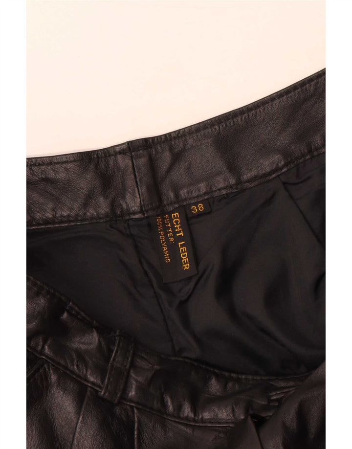 Pantalon en cuir chevillé femme vintage EU 38 Moyen W28 L30 Cuir Noir