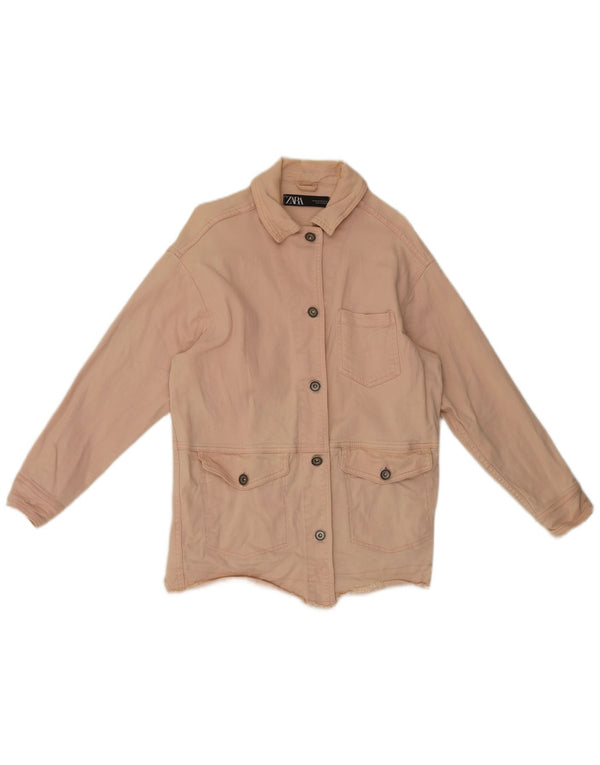 Zara Veste en jean surdimensionnée pour femme UK 6 XS Coton rose