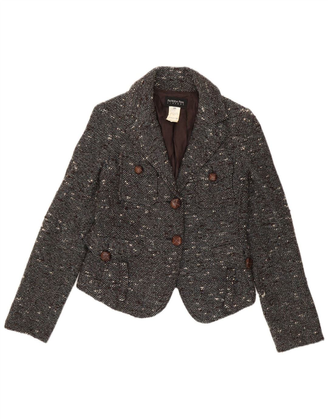 Patrizia Pepe Veste blazer courte à 2 boutons pour femme IT 44 Gris moyen moucheté