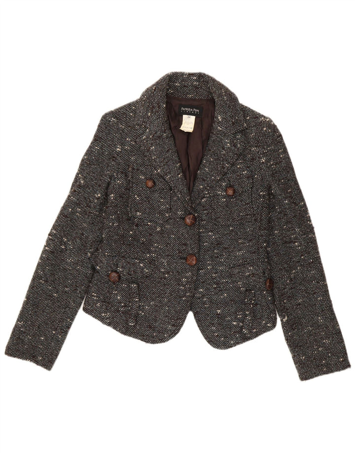 Patrizia Pepe Veste blazer courte à 2 boutons pour femme IT 44 Gris moyen moucheté