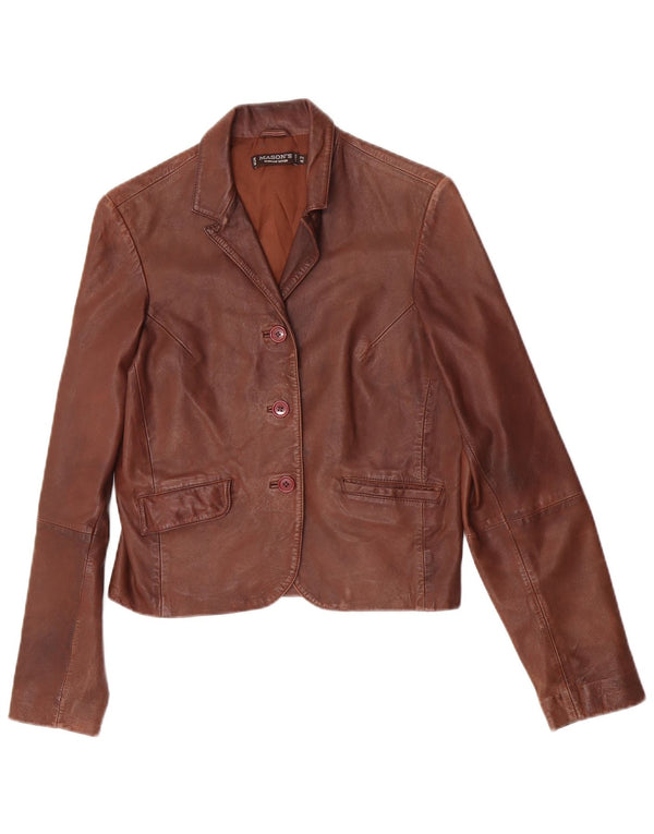 Mason's Veste blazer en cuir à 3 boutons pour femme IT 42 Marron moyen