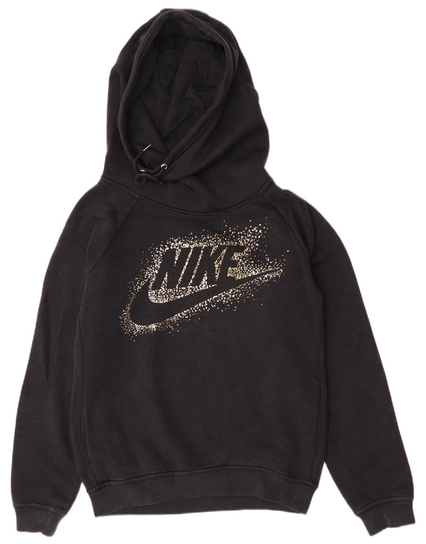 Nike Pull à capuche surdimensionné graphique pour femme UK 10 Petit coton noir