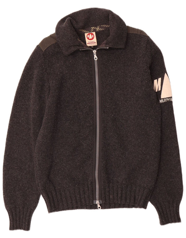 Murphy & Nye Hommes Sailmakers Graphic Cardigan Pull Large Gris Laine